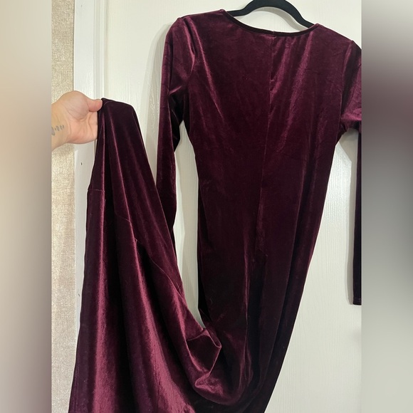 Velvet Burgundy Velvet Dress - Picture 3 of 6